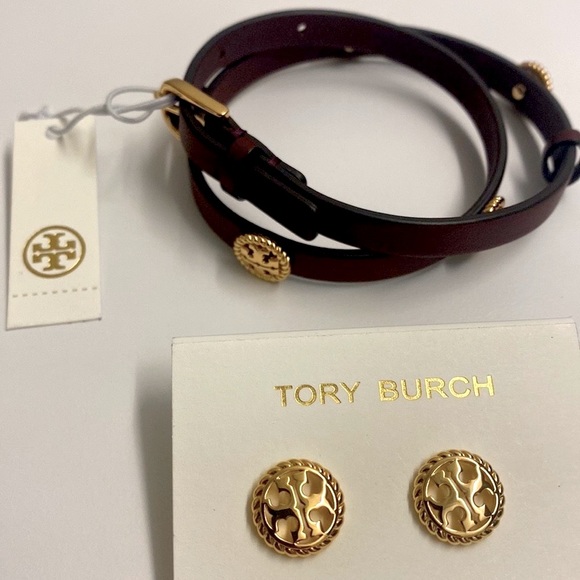Tory Burch Rope Logo stud earrings NWT - Picture 5 of 5